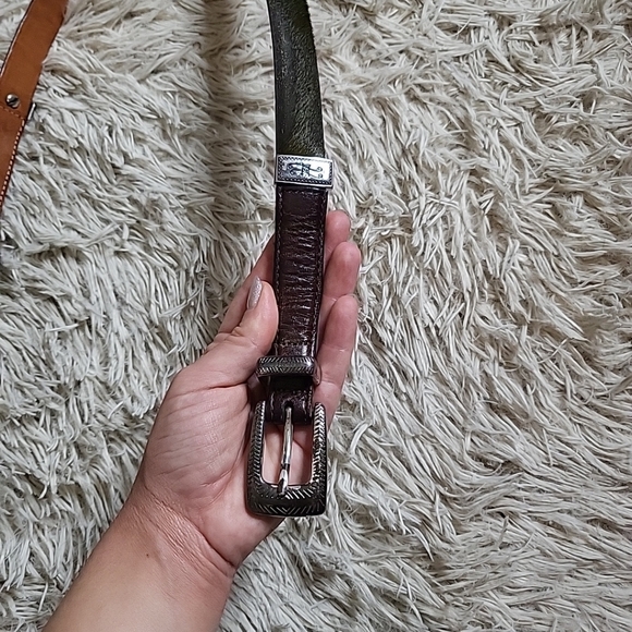 Vintage Brighton Leather & Hair Waist Belt Brown Black Red Green - Picture 2 of 13